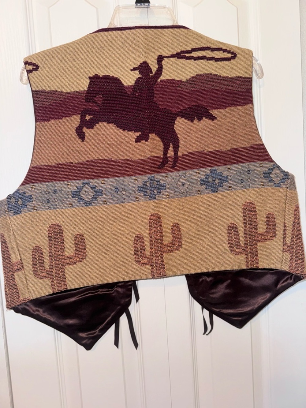 Vintage Cactus Western Cowboy Tapestry Vest